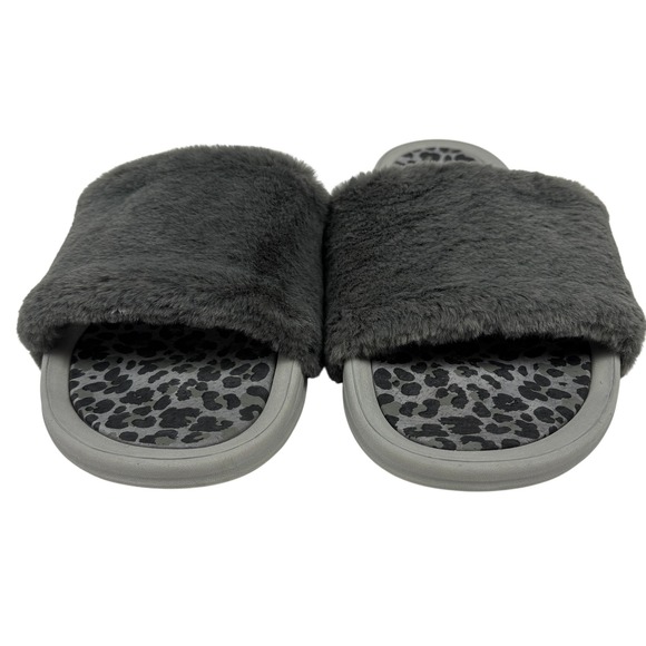 Hey Dude Fuzzy Slide Sandals Leopard Footbed Women's 12 Peggy Grey Cheetah - Picture 4 of 12